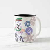 Yeti winterpret tweekleurige koffiemok (Voorkant rechts)
