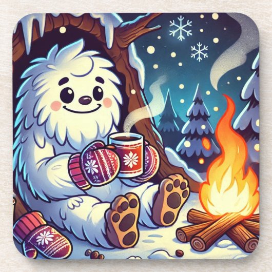 Yeti's Hideaway Cartoon Gedrukt Drink Onderzetter (Voorkant)