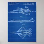 YF-23 Vliegtuigoctrooi — blauwdruk Poster (Voorkant)