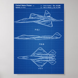 YF-23 Vliegtuigoctrooi — blauwdruk Poster