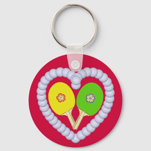 YG Ping Pong Flower Heart Sleutelhanger (Voorkant)