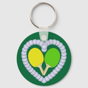 YG Ping Pong Paddle Heart Sleutelhanger