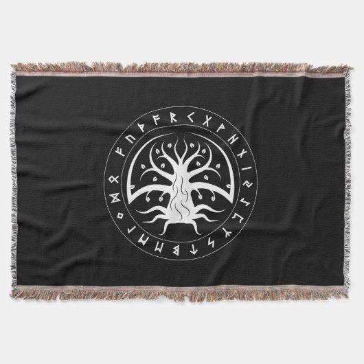 Yggdrasil Cirkel Runen Worpdeken Deken (Voorkant)