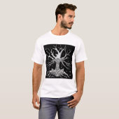 Yggdrasil, de boom van negen werelden, en Mjolnir T-shirt (Voorkant volledig)