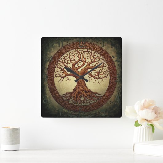 Yggdrasil, de Wereldboom Vierkante Klok (Huis)