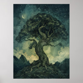 Yggdrasil Norse Samhain Halloween Nordic Poster