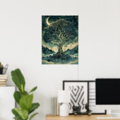 Yggdrasil Norse Samhain Halloween Nordic Poster (Thuiskantoor)