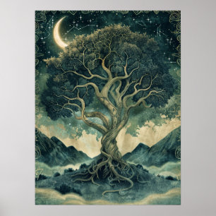 Yggdrasil Norse Samhain Halloween Nordic Poster