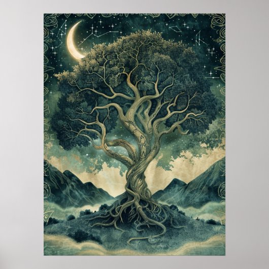 Yggdrasil Norse Samhain Halloween Nordic Poster (Voorkant)