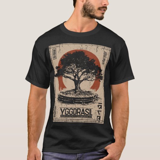 YGGDRASIL Norse World Tree Poster | retro T-shirt (Voorkant)