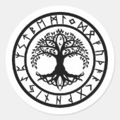 Yggdrasil - Rune Circle Ronde Sticker (Voorkant)
