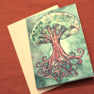 Yggdrasil Tree Norse Mythology Waterverf Card Kaart