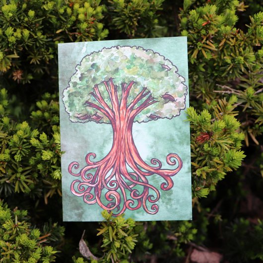Yggdrasil Tree Norse Mythology Waterverf Card Kaart
