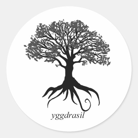 Yggdrasil Tree of Life Ronde Sticker (Voorkant)
