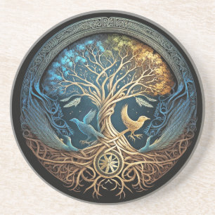Yggdrasil Tree of Life Zandsteen Onderzetter