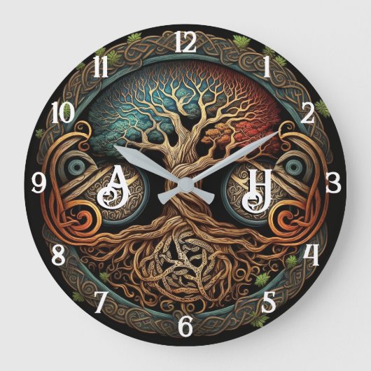 Yggdrasil Viking Tree of Life Grote Klok (Voorkant)