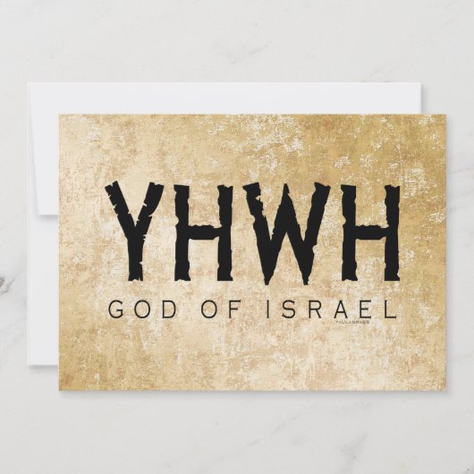 YHWH (Yahweh, Jehovah) God Israël Tetragrammato Kaart (Voorkant)