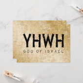 YHWH (Yahweh, Jehovah) God Israël Tetragrammato Kaart (Voorkant / Achterkant in situ)