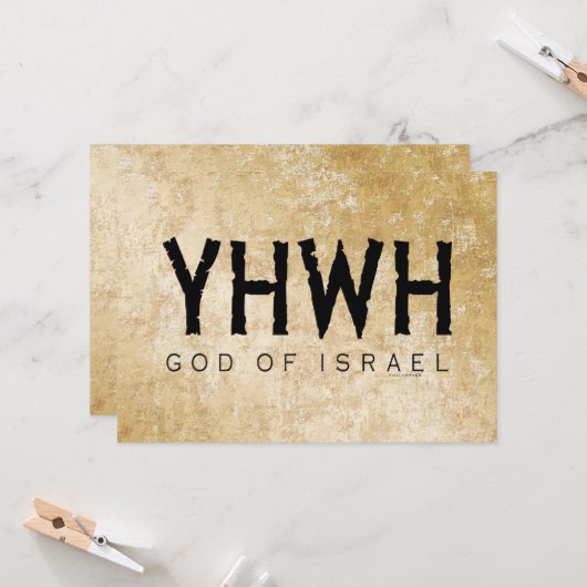 YHWH (Yahweh, Jehovah) God Israël Tetragrammato Kaart (Voorkant / Achterkant in situ)