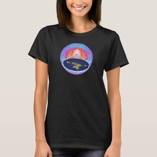 YHWH's Creation flatEarth Verborgen bergschilderij T-shirt (Voorkant)