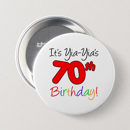 Yia-Yia's 70e mijlpaal Button van de Birthday Part (Voorkant /achterkant)