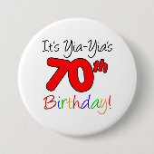 Yia-Yia's 70e mijlpaal Button van de Birthday Part (Voorkant)