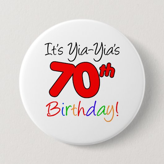 Yia-Yia's 70e mijlpaal Button van de Birthday Part (Voorkant)