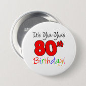 Yia-Yia's 80e mijlpaal op de Button van de Birthda (Voorkant /achterkant)