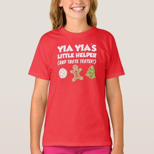 Yia Yia's Little Helper Christmas Cookies T-Shirt (Voorkant)