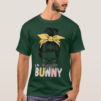 Yiayia Bunny Messy Bun Easter Day Family Apparel T-shirt