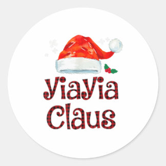 Yiayia Claus T-shirt Kerstmis Pajama Fam Ronde Sticker