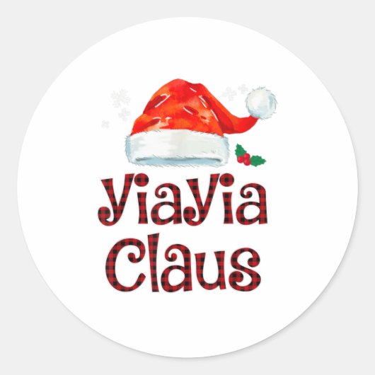 Yiayia Claus T-shirt Kerstmis Pajama Fam Ronde Sticker (Voorkant)