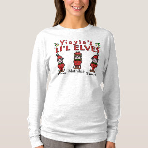 Yiayia Grandkids Elves 2 Boys 1 Girl T-shirt