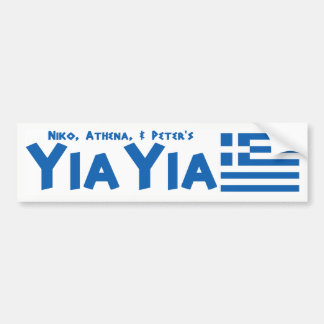 YIAYIA Grieks Vlag Bumpersticker (gepersonaliseerd