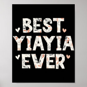 Yiayia Ooit Bloemen Familie Liefde Harten Yia-yia Poster