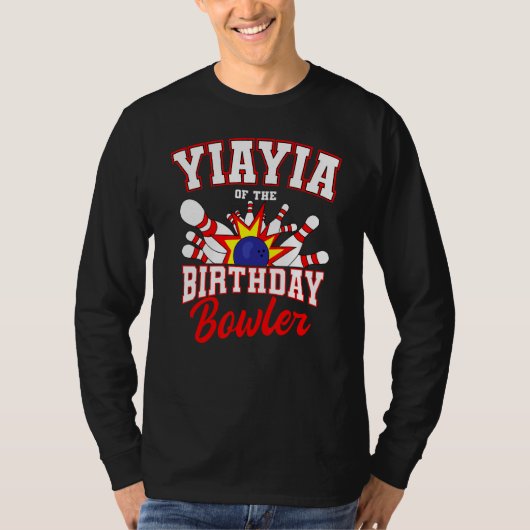 Yiayia van de verjaardag bowler bday bowling party t-shirt (Voorkant)