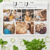 Yiayia We houden van je hart Moderne fotocollage Theedoek (Gevouwen)