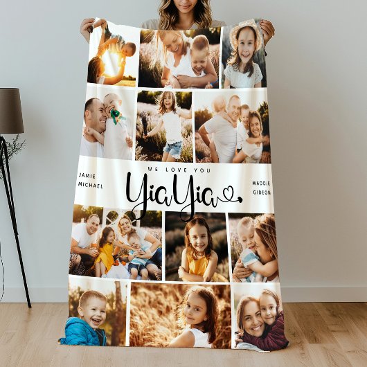 YiaYia We Love You Hearts Moderne fotocollage Fleece Deken