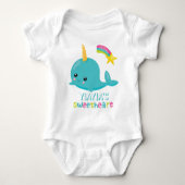 Yiayia's Liefje Blauw Kawaii Narwhal Romper (Voorkant)