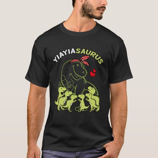 Yiayiasaurus Yiayia 6 Kinder Dinosaurus Moederdag T-shirt (Voorkant)