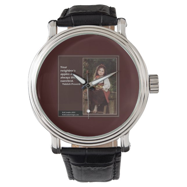 Yiddish Gezegde & grafisch schilderij op Unisex Wa Horloge (Voorkant)