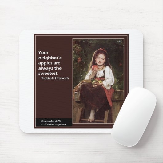 Yiddish-Gezegde voor appelen en grafisch materiaal Muismat (Met muis)