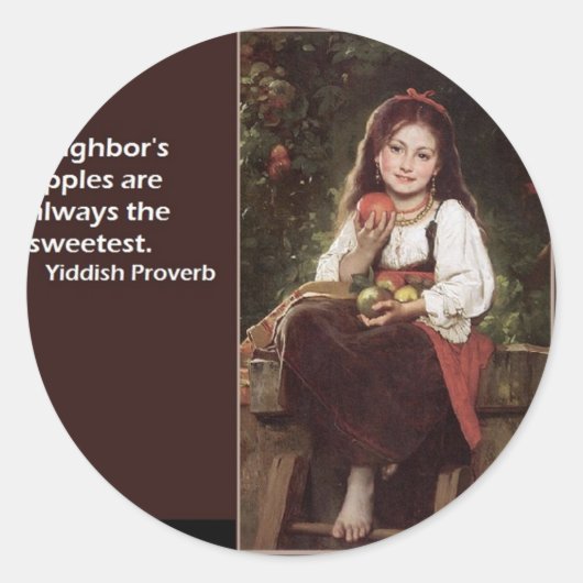 Yiddish-Gezegde voor appelen en grafisch materiaal Ronde Sticker (Voorkant)