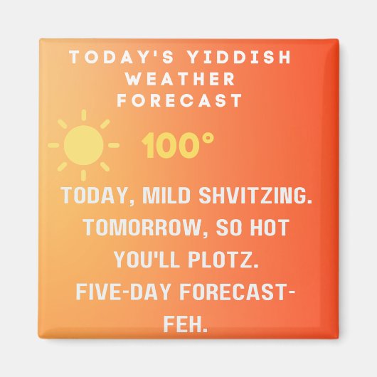 Yiddish Weather Forecast Magneet (Voorkant)