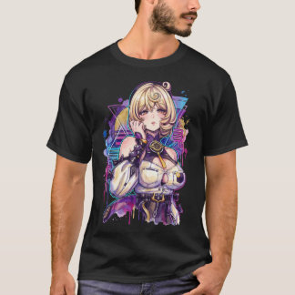 Yidhari ZZZ Paarse Ogen Tentakels Achter Vaporwave T-shirt