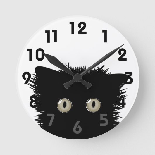 Yikes Black Cat Clock Ronde Klok (Voorkant)