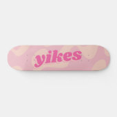 Yikes Pastel Pink Groovy Modern Typografie Persoonlijk Skateboard (Horizontaal)