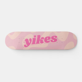 Yikes Pastel Pink Groovy Modern Typografie Persoonlijk Skateboard