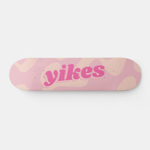 Yikes Pastel Pink Groovy Modern Typografie Persoonlijk Skateboard
