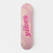 Yikes Pastel Pink Groovy Modern Typografie Persoonlijk Skateboard (Voorkant)